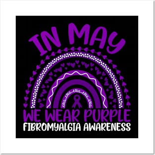 In May We Wear Purple Fibromyalgia Awareness Rainbow Posters and Art
